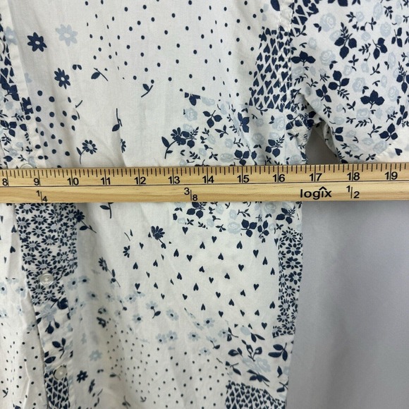 FREE ASSEMBLY Junior SIZE XXL SHORT SLEEVE SHIRT BUTTON FRONT FLORA PRINT - Picture 3 of 9